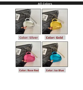 Glossy acrylic shell bags in silver gold rose red and ice blue with chain straps