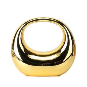 Vase circulaire moderne creux avec finition miroir dorée pour décoration de luxe
