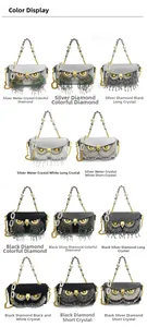 Detailed grid showing owl evening bags with crystals, tassels and pearl chains