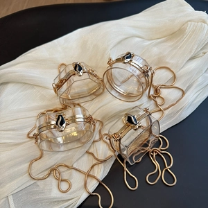 Mini acrylic transparent jelly crossbody bags with gold hardware and snake chain straps
