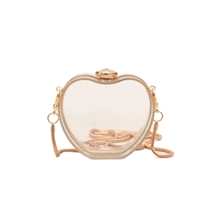 Chic transparent acrylic heart-shaped crossbody bag with gold bear clasp and chain strap
