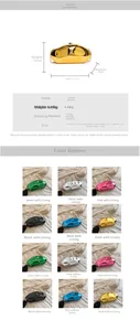 Detailed chart showing metallic stone-shaped clutch sizes and six candy color options