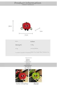 Detailed size specifications for handmade knitted apple-shaped crochet mini handbags