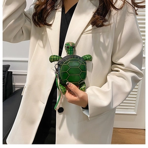 Porte-monnaie tortue verte créative avec texture grille jaune et fermeture éclair métal