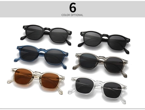 Six color options for retro round polarized sunglasses with triple rivet decorative temples