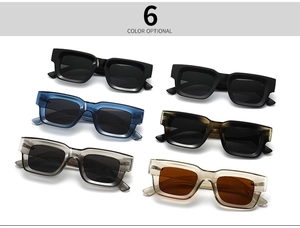 Detailed grid showing six stylish color options of unisex square polarized sunglasses