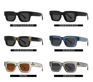 Multiple color options for unisex polarized square frame sunglasses with acetate finish