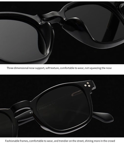 Detail view of integrated nose pads and metal rivets on black polarized sunglasses