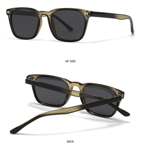 Detailed views showing the 45-degree side and back of these gradient polarized sunglasses