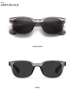 Lunettes de soleil polarisées avec monture ronde grise transparente et rivets en métal