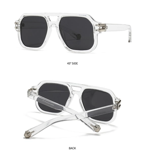 Detailed views showing the 45-degree angle and back hinge design of polygon sunglasses