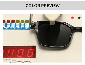 Polarized sunglasses testing on rays cutting indicator light for UV protection