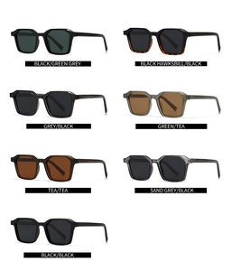 Detailed grid view of square vintage polarized sunglasses in seven assorted color frames
