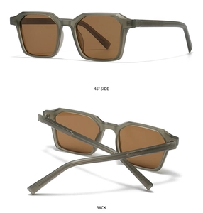 Polarized sunglasses detail showing 45-degree side view and back folding structure