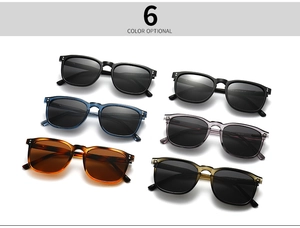 Classic square frame polarized sunglasses with metal rivets in six stylish colors