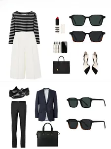 Fashion collage showing polarized sunglasses paired with stylish outfits for men and women