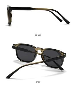 Detailed side and back view of gradient round polarized sunglasses with smooth temple tips