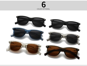 Six options de couleurs de lunettes de soleil carrées polarisées présentées en grille