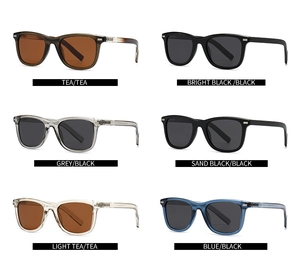 Grille détaillée montrant les options de couleurs pour lunettes de soleil carrées polarisées