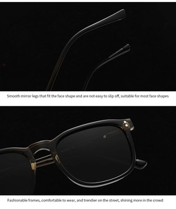 Detail of classic thick frame sunglasses with double dot rivets and anti-slip temples