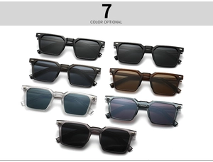 Polarized square frame sunglasses collection in seven colors with sleek metal details