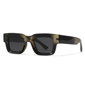 Classic square polarized sunglasses with translucent grey resin frames and dark lenses