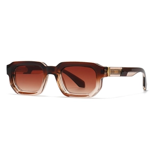 Lunettes de soleil vintage à monture étroite avec verres marron dégradé et métal