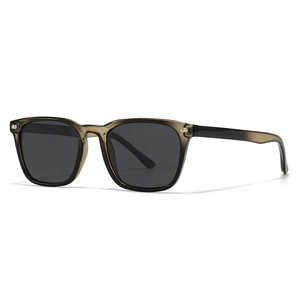 Classic polarized square sunglasses with olive acetate frames and metal rivet accents