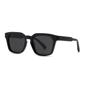 Classic black square polarized sunglasses with dark grey lenses and a sleek frame