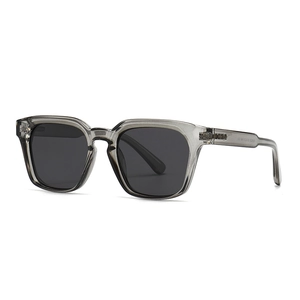 Modern grey transparent square polarized sunglasses with dark grey lenses for men and women