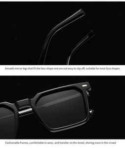 Detail view of smooth ergonomic black temples and sleek frame of these polarized sunglasses