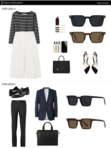 Fashion collocation showing polarized square sunglasses with stylish men and women outfits