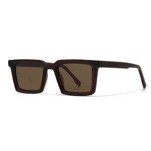 Classic polarized square frame sunglasses in deep brown with a retro minimalist unisex design