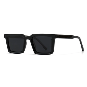 Classic black square polarized sunglasses with thick frame for men and women