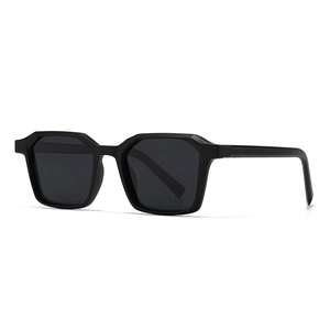 Matte black rectangular polarized sunglasses with dark grey lenses for a modern look