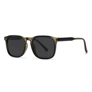 Classic polarized round sunglasses with gradient olive green frames and dark grey lenses