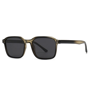 Classic polarized square sunglasses with translucent grey frames and dark lenses