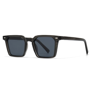 Polarized square sunglasses with dark grey translucent frames for men and women