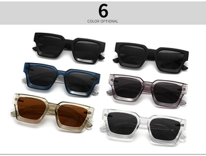 Six color options for retro square polarized sunglasses featuring thick resin frames