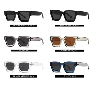 Collection of modern retro square polarized sunglasses in six assorted frame and lens colors