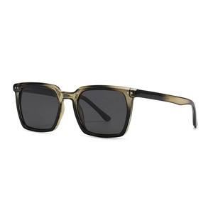 Modern retro square polarized sunglasses with black-coffee gradient frames and rivets