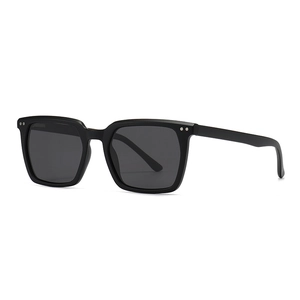 Modern retro square polarized sunglasses in matte black with silver stud accents