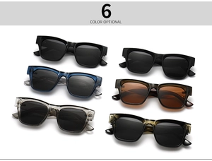 Détail de six lunettes de soleil polarisées avec montures polygonales en divers coloris