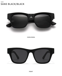 Vues détaillées des lunettes de soleil polarisées noir mat avec monture polygonale
