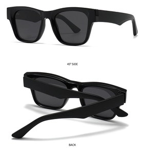 Détails de la vue latérale à 45 degrés et arrière de lunettes de soleil carrées polarisées