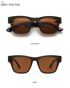 Vues détaillées de lunettes de soleil polarisées avec monture polygonale gris thé