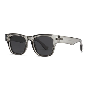 Lunettes de soleil polarisées unisexes avec une monture polygonale grise transparente