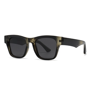 Lunettes de soleil polarisées carrées unisexes avec monture translucide foncée et verres