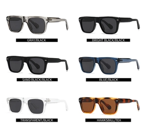 Detailed collection of square polarized sunglasses in six colors with high clarity lenses