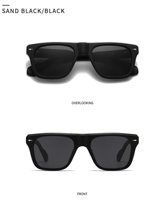 Polarized sand black square sunglasses with silver diamond studs from multiple angles